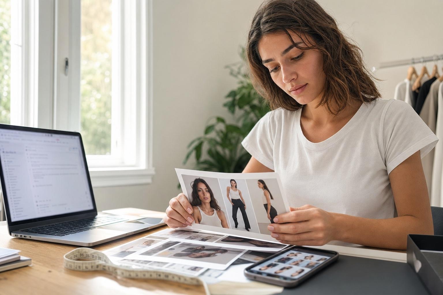 Preparing a model application: carefully selecting the recent photos to attach to the file, between laptop and phone